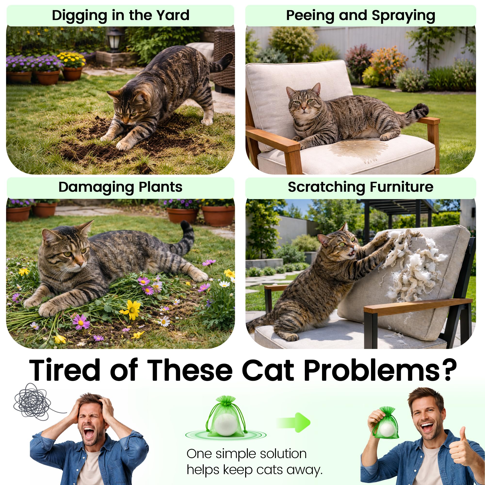 Lot de 10 balles répulsives naturelles pour chat pour intérieur et extérieur – Sans danger pour les animaux de compagnie, non toxique, éloigne les chats de la cour, du jardin, des meubles et plus