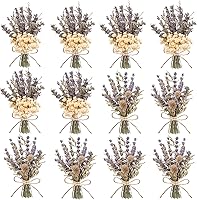 xinsconvey 12pcs Lavender Mini Dried Flower Bouquets - Handcrafted Natural Corsages for Grooms, Best Men, Weddings & DIY Decor