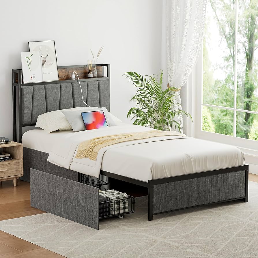 Amazon｜Alebert｢アレベルト｣ ベッドフレーム ベッド 宮棚 2口