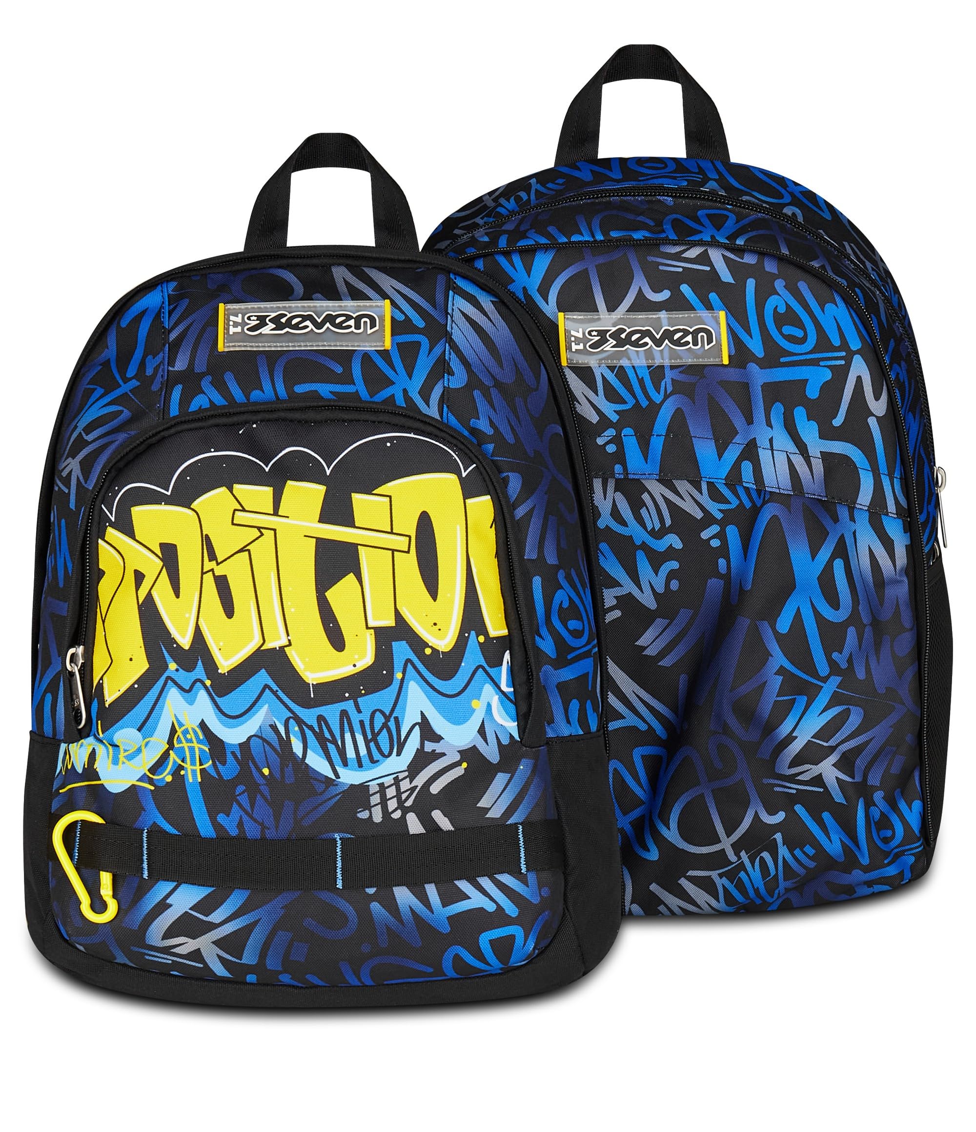 Seven Zaino Scuola Media Ragazzo, Scuola Elementare, Dual Detach, Scomparto PC, Tasca Borraccia, Zainetto staccabile, blu