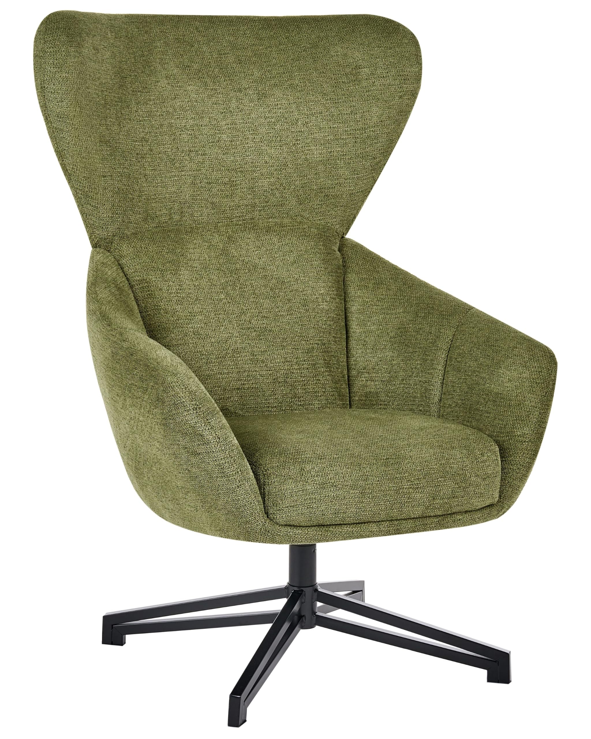 Beliani Sillón Moderno de Mediados de Siglo sillón orejero con Respaldo Alto Giratorio Verde Dalen