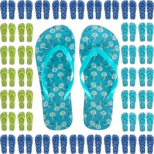 Trail maker 50 Pairs Bulk Flip Flops for Women Wedding Guests, Bnb Guests, Hotels, Pedicure Parties, and Charity Donation