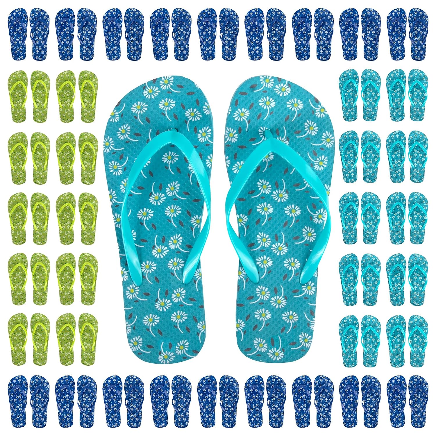 Trail maker 50 Pairs Bulk Flip Flops for Women Wedding Guests, Bnb Guests, Hotels, Pedicure Parties, and Charity Donation