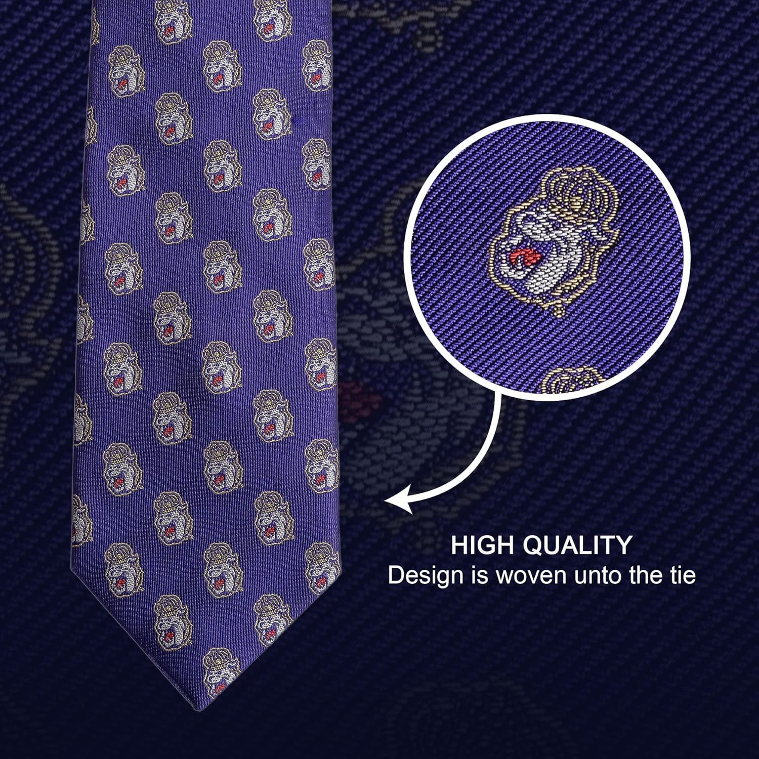 Desert Cactus James Madison University Neck Tie JMU Dukes 100% Polyester Necktie with Logo, Officially Licensed (Style B)