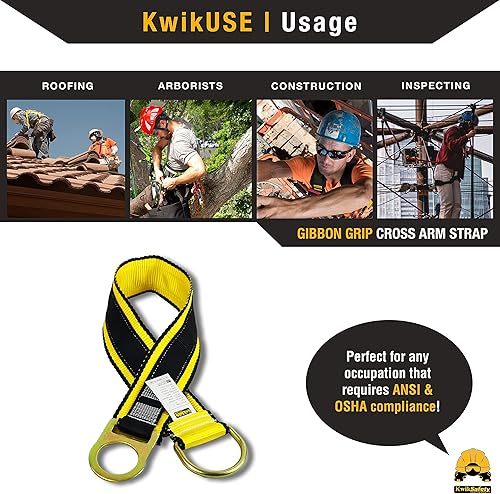Miniatura 7 de KwikSafety - Charlotte, NC - Gibbon Grip de 3 pies Sistema Correa de brazo cruzado de anclaje, Línea de vida auto retráctil de 10 pies Cordón de