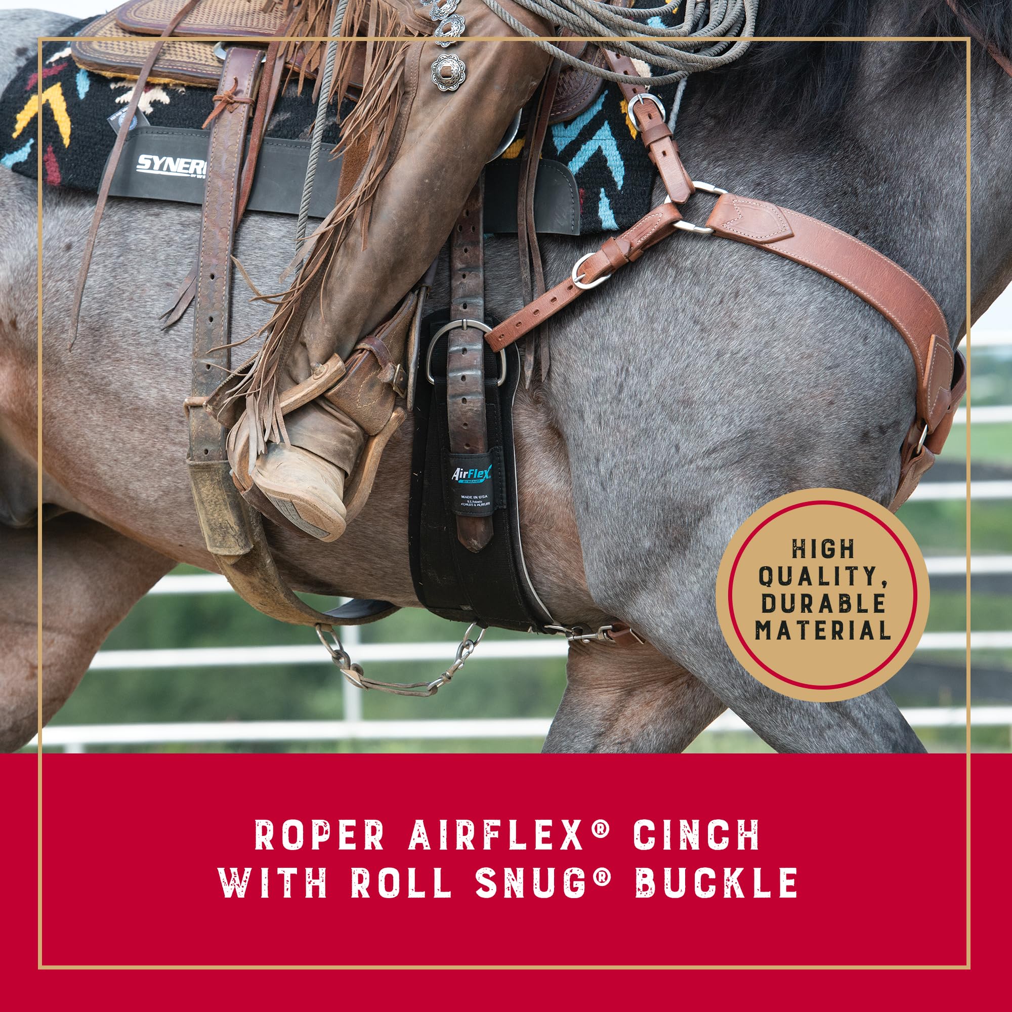 Weaver Equine, Airflex, Anti-Rutsch-Sattelgurt aus Nylon-Gewebe mit Smart-Cinch-Schnalle, Western-Reitzubehör, schwarz