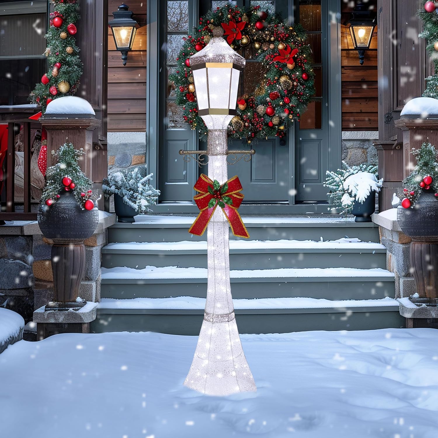 BlueWish 6FT Pre-Lit Christmas Lamp Post