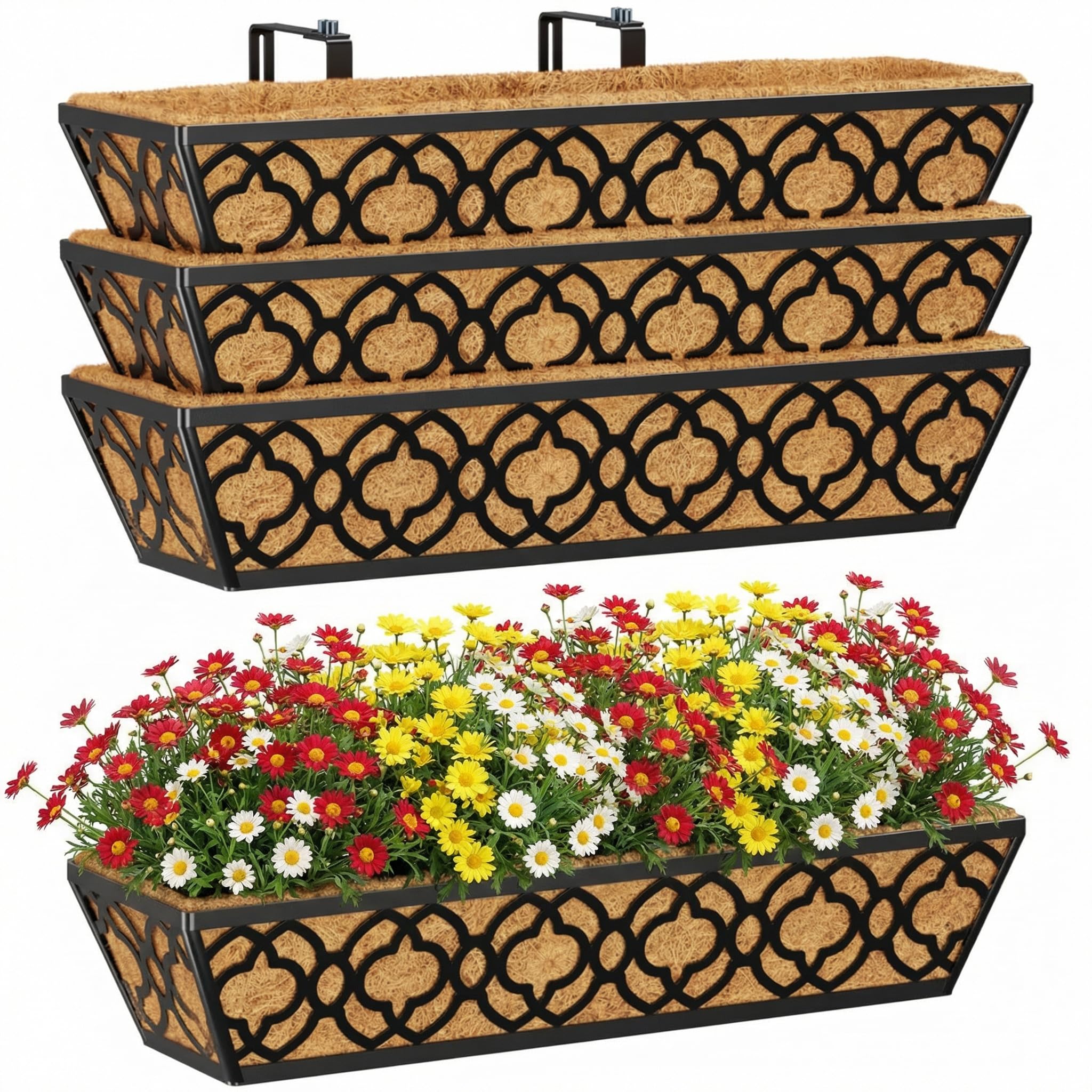 Y&M Deck Railing Planter Boxes 4-Pack