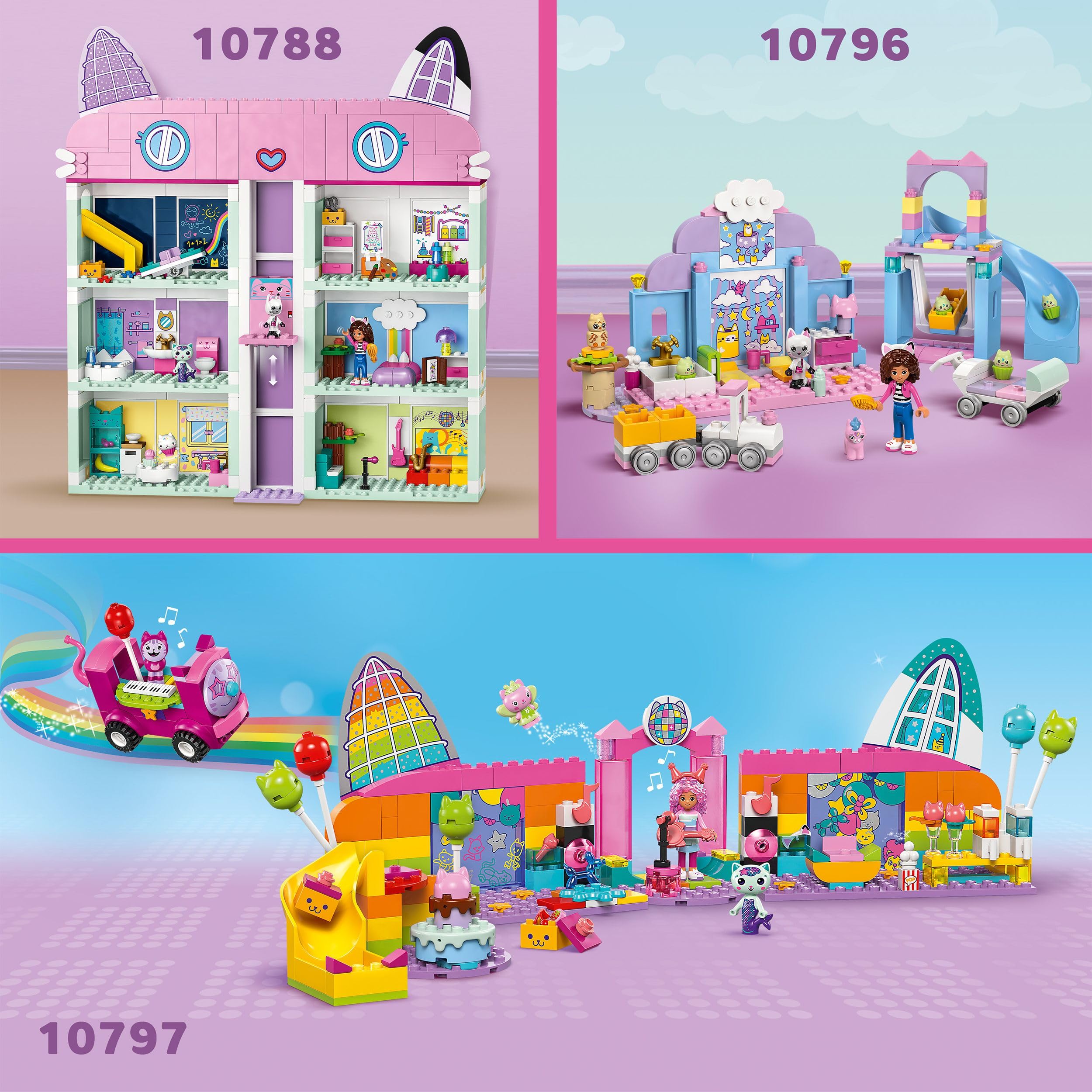 LEGO Gabby et la Maison Magique La Nurs’Oreille de Gabby - Jeu de Construction avec Animaux - Voiture, Toboggan, Figurines & Accessoires de Maison de Poupées - Cadeau d'anniversaire Fille 4 Ans 10796
