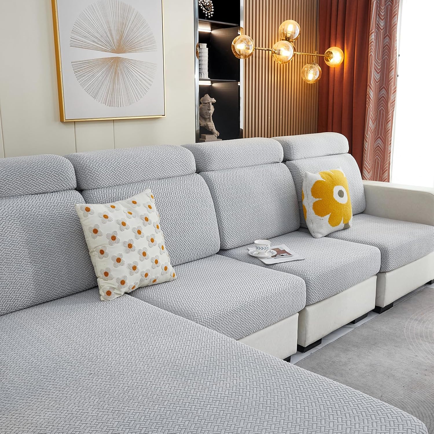 LPMOERA Sectional Couch Cover Magic Stretch Slipcover