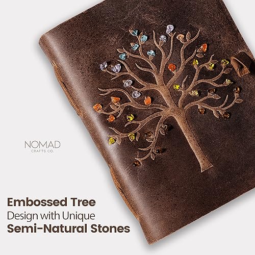 Miniatura 2 de NomadCraftsCo. Diario vintage - Diario de cuero - piedras semipreciosas, diario encuadernado en cuero vintage para mujeres y hombres  Diario,
