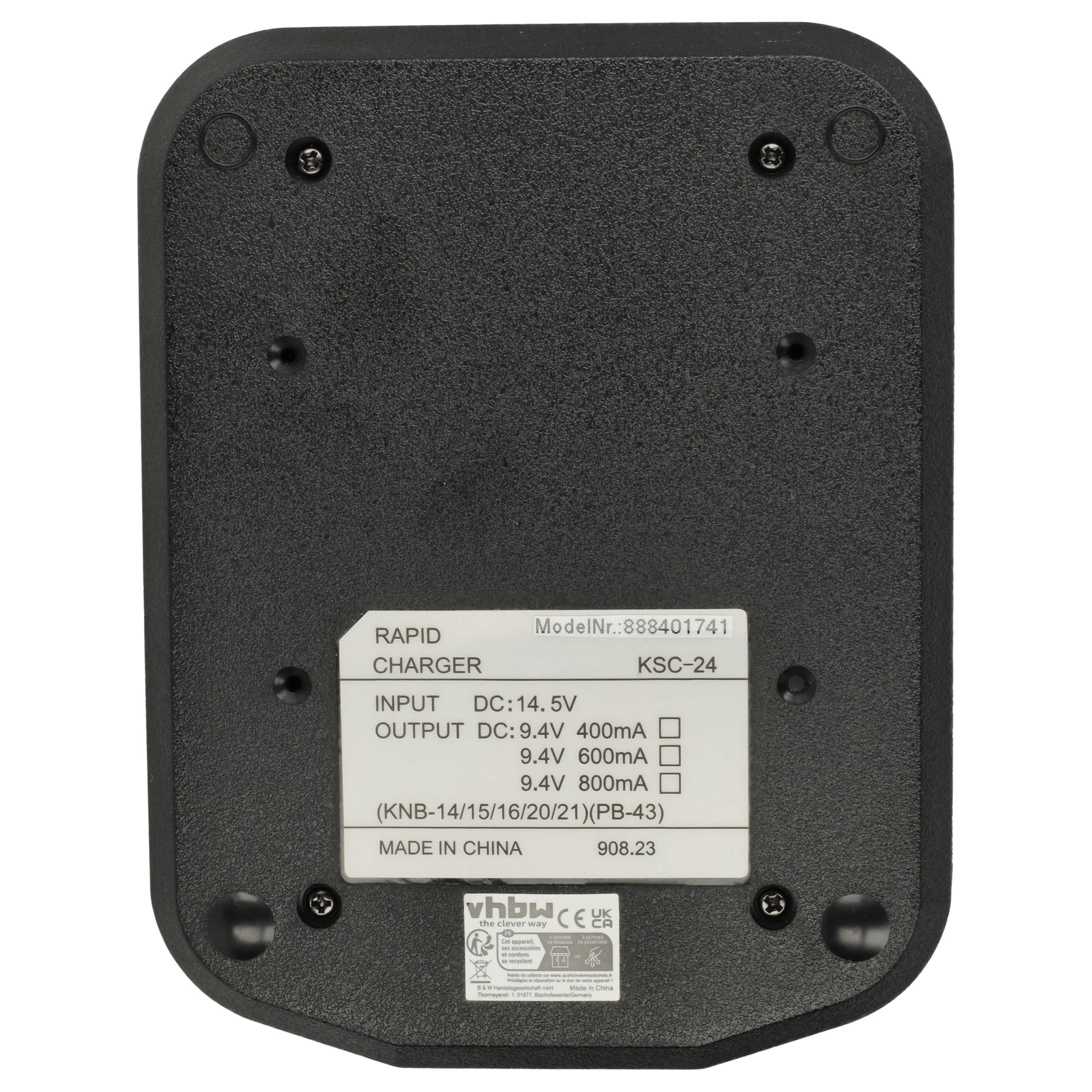 vhbw Chargeur Compatible avec Kenwood KNB-52N, PB-43N, PB-43H Batteries de Radio - Socle + Prise, 9,4 V, 0,4-0,8 A