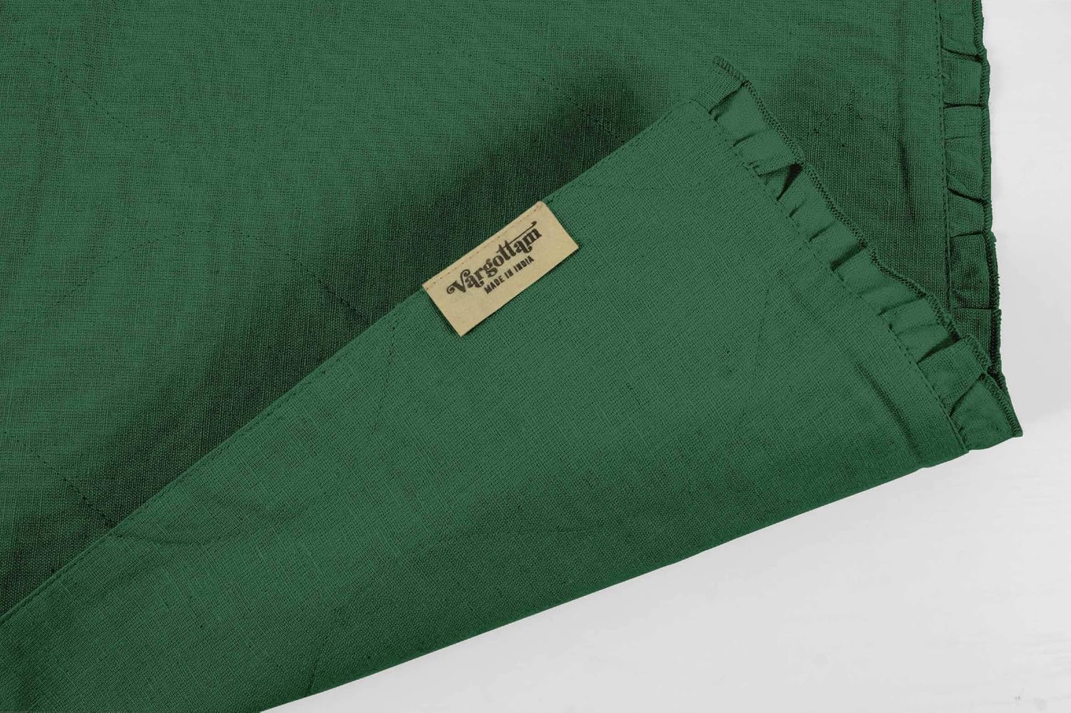 Dark Green Home Decor Cotton Flex Reversible Fabric Frill Placemats Table Dining Mats-Set of 8