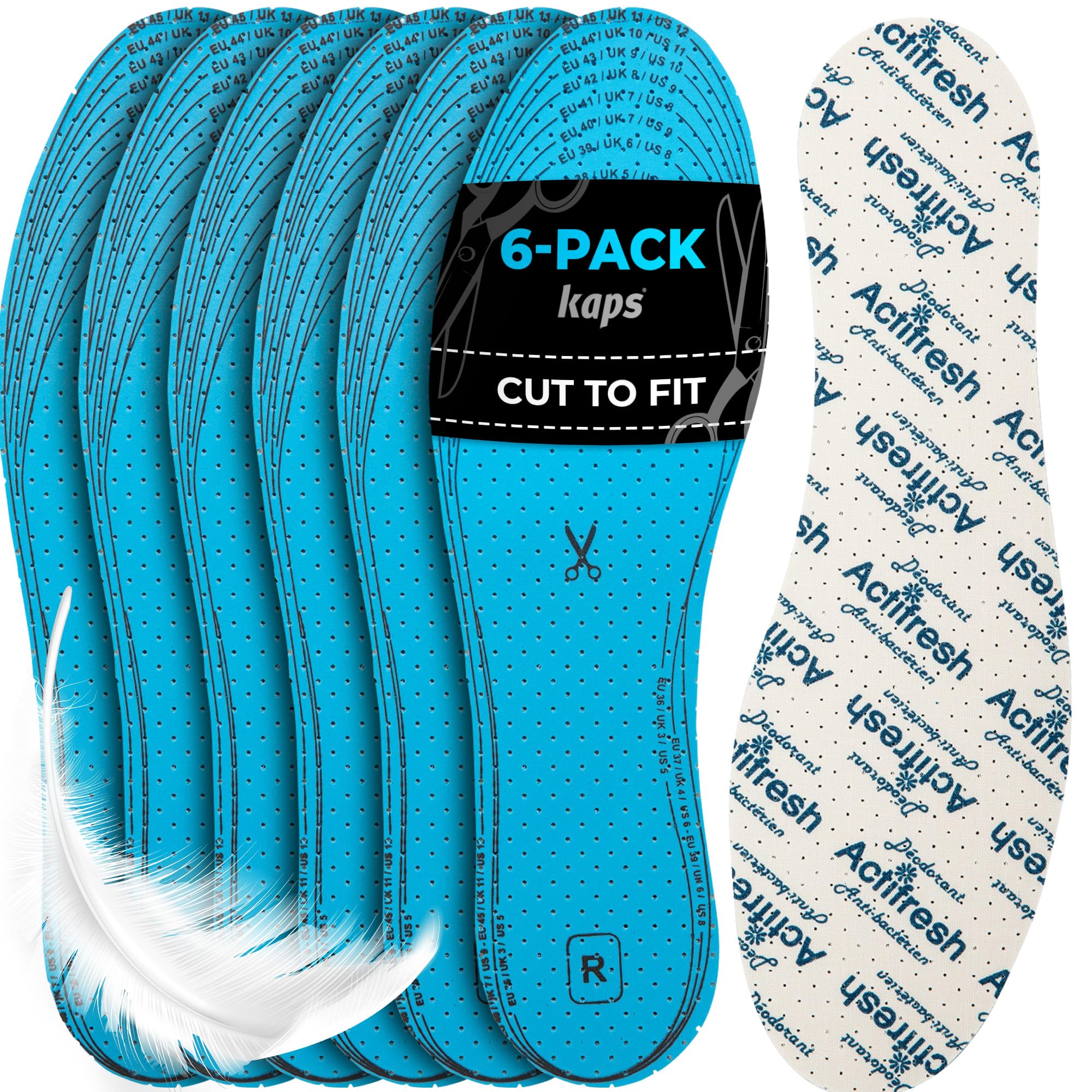 Amazon.com: 6 Pairs Kaps Actifresh Shoe Insoles Inserts, Odor