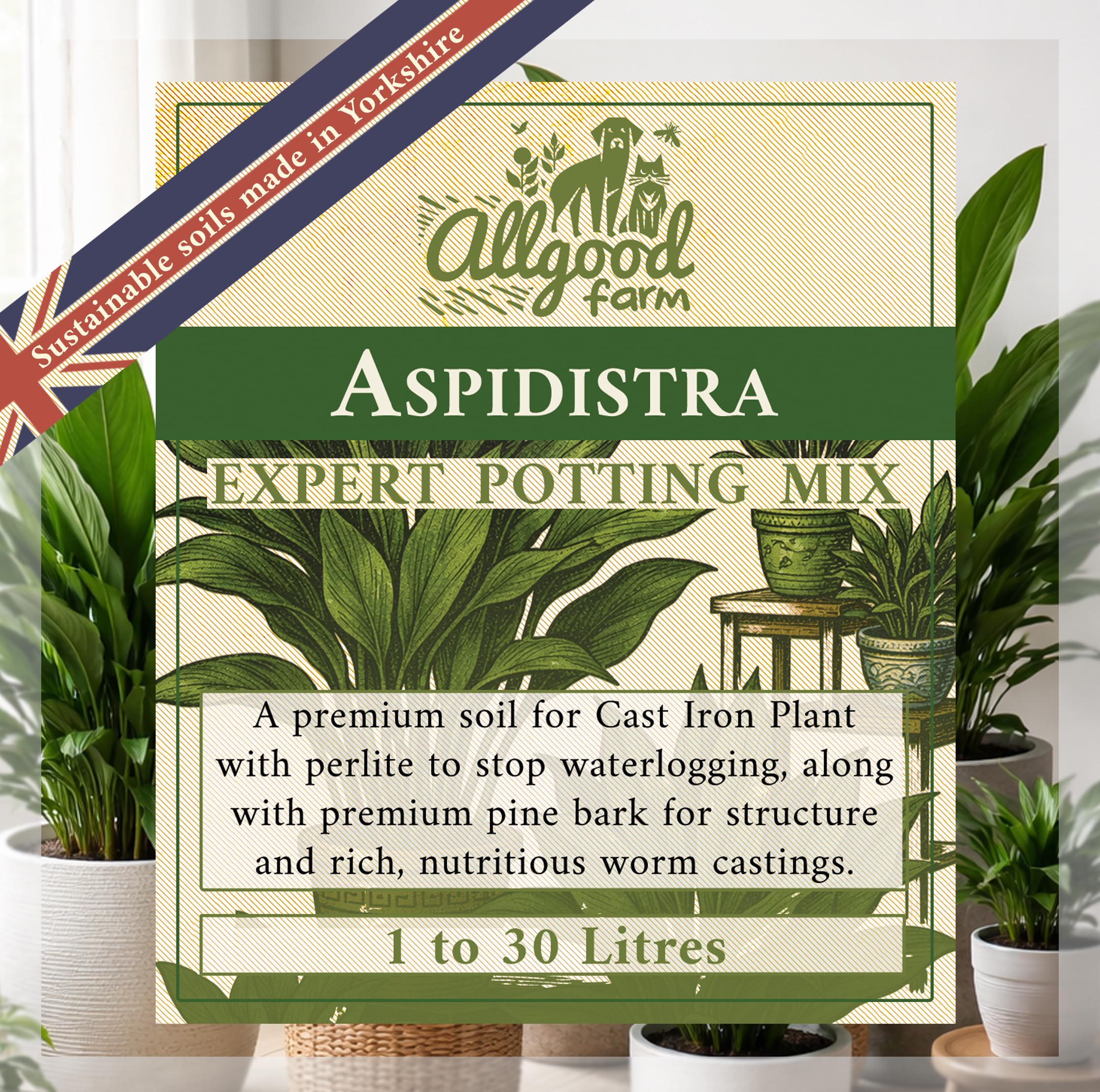 Allgood Farm Aspidistra Soil - Expert Potting Soil Mix for Cast Iron Plant (15 Litres x 2)