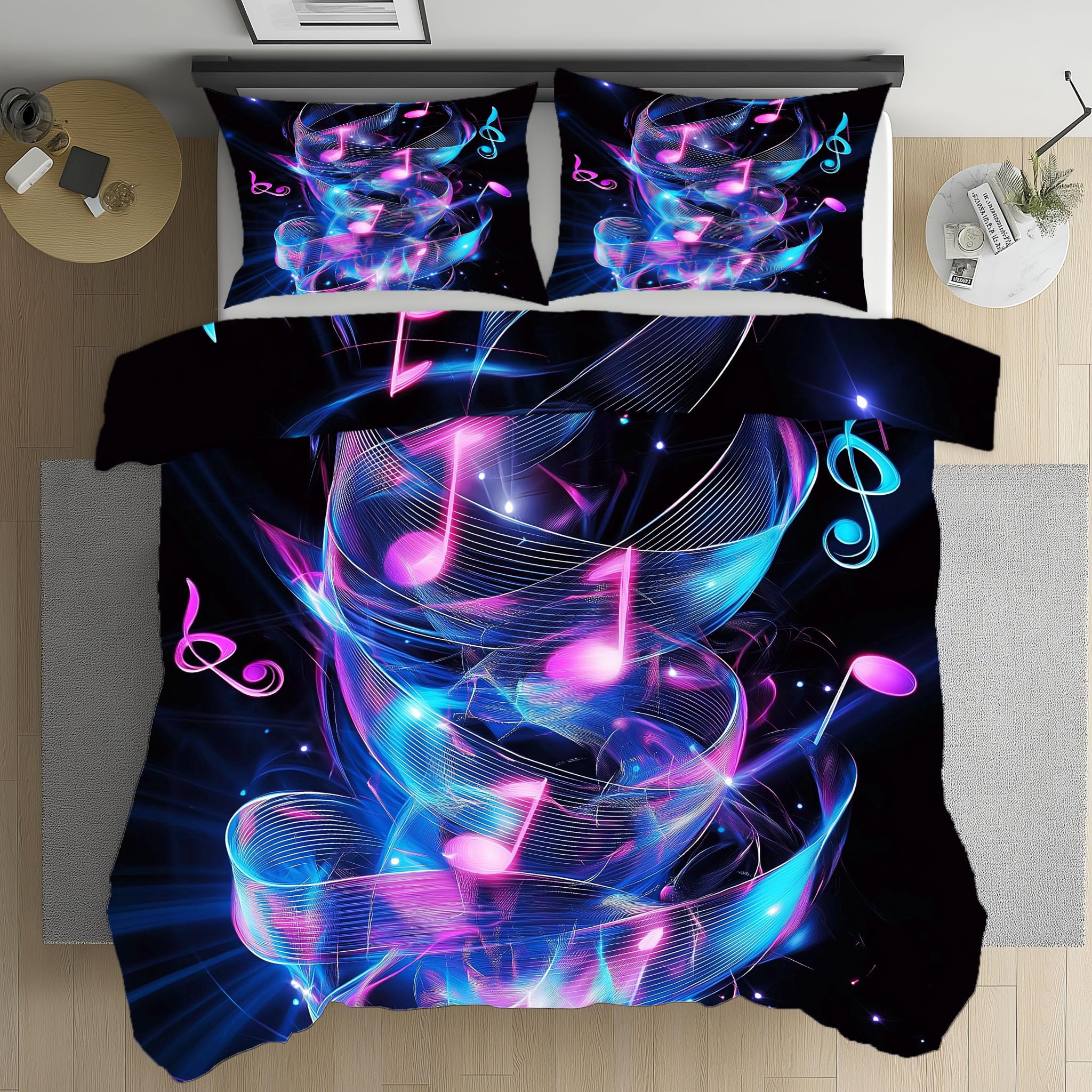 Housse de couette note musique parure lit esthétique ado chic
