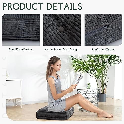 Miniatura 4 de Cojín de asiento reclinable de pana copetudo para ancianos, cojín cuadrado grande de espuma de alta densidad para silla reclinable, almohada de