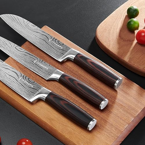 Miniatura 7 de Juego de cuchillos de 15 piezas con bloque para cocina, con afilador integrado, cuchillas ultra afiladas de acero inoxidable, mango ergonómico de