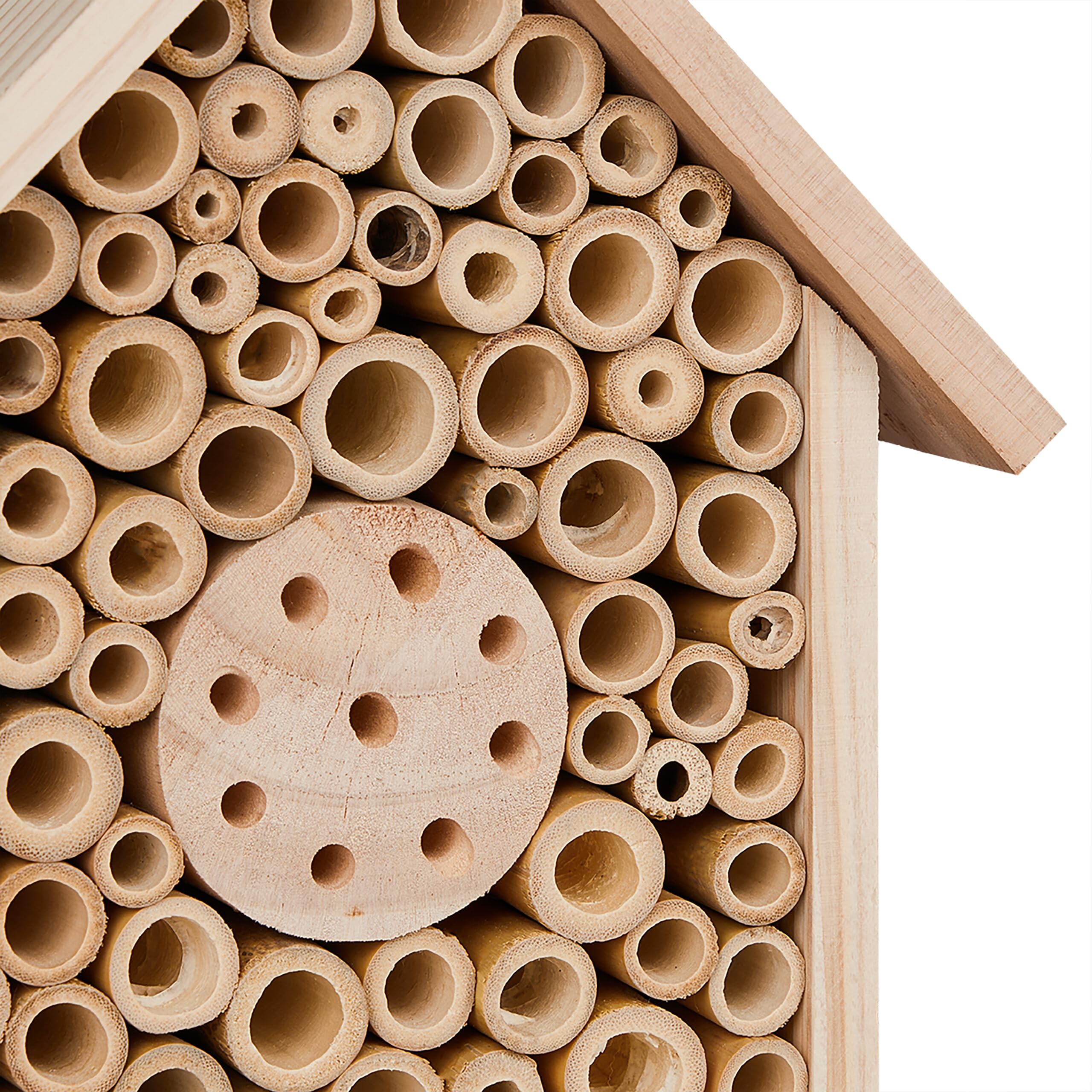 Relaxdays Nido para Abejas Solitarias, Hotel para Insectos, Madera, Exteriores, Colgante, 20,5 x 19,5 x 8,5 cm, Natural