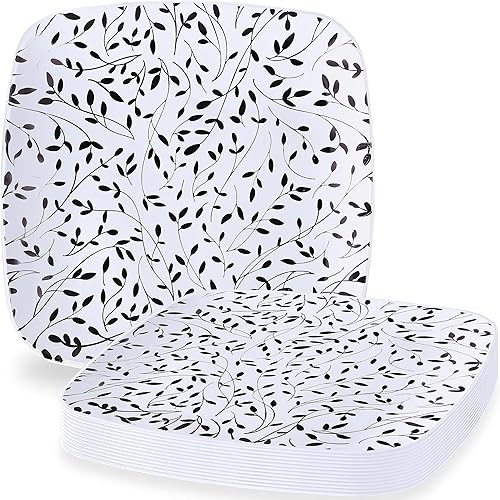Miniatura 7 de Blue Sky Leaf Square - Platos de plástico desechables orgánicos de alta calidad, paquete combinado de 32 unidades, 7.25 pulgadas y 10 pulgadas,