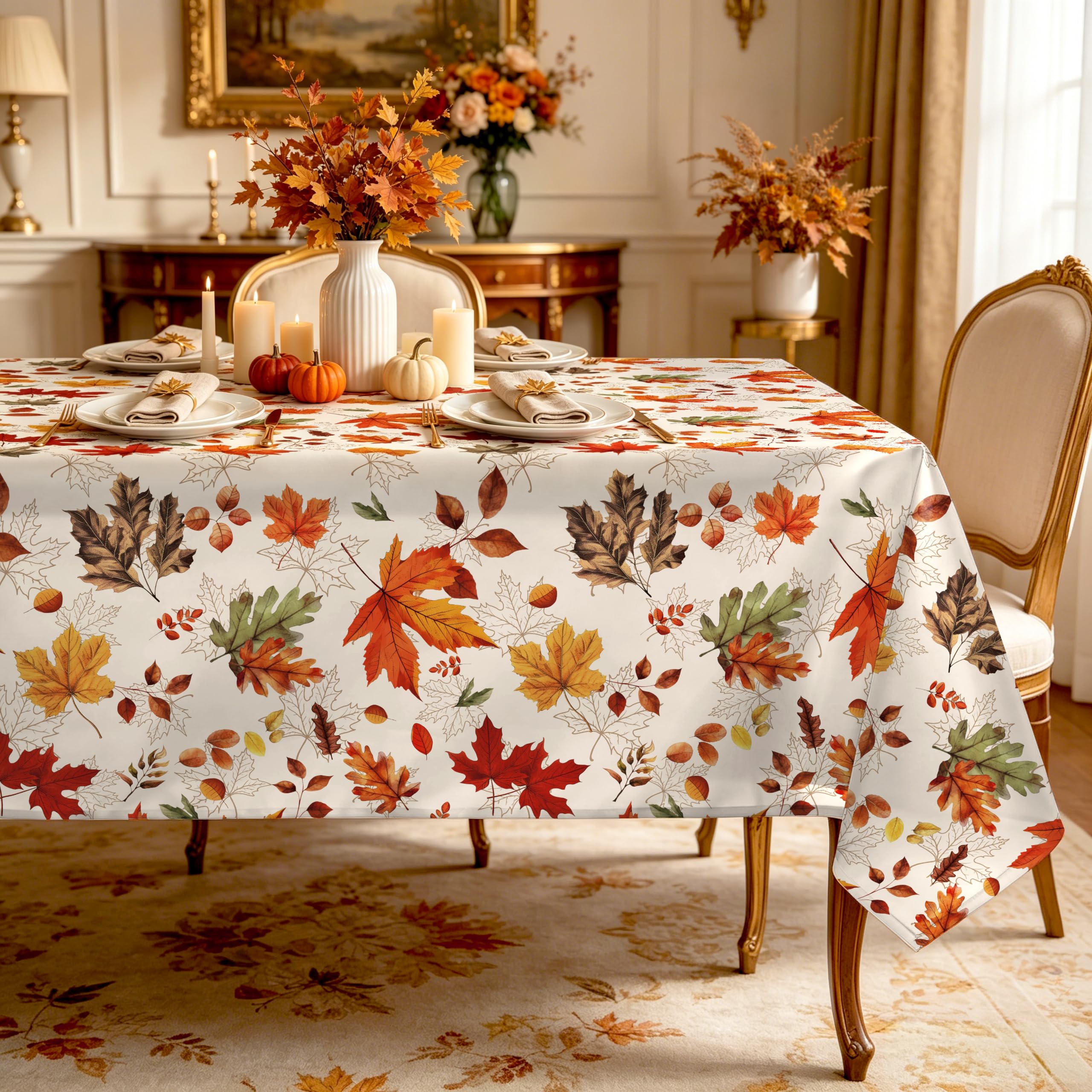 Arquiel Fall Maple Leaf Polyester Tablecloth, Vintage, 152 x 264 cm — image 1