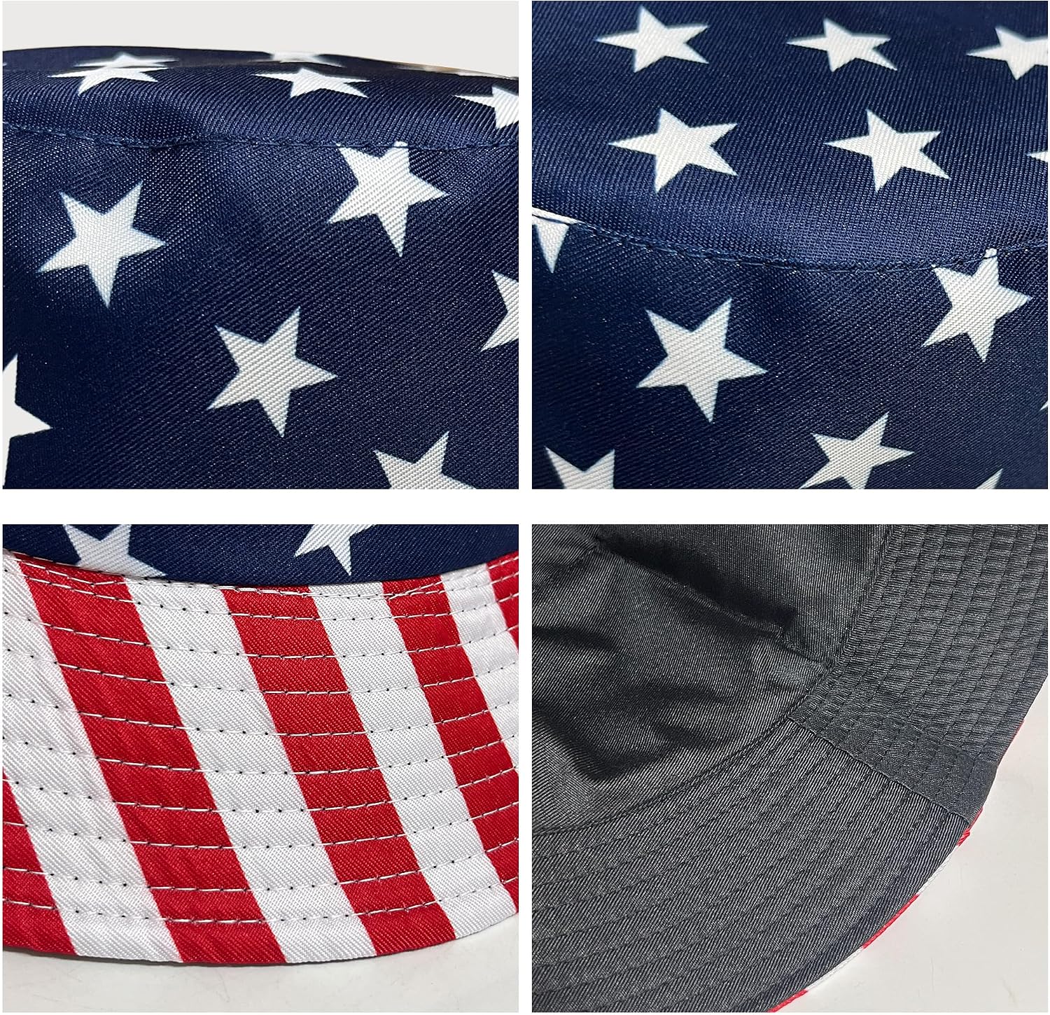 Reversible Patriotic Bucket Hat with Temporary Tattoos, Lightweight Packable Sun Hat for Festivals, Game Day & Outdoor Events