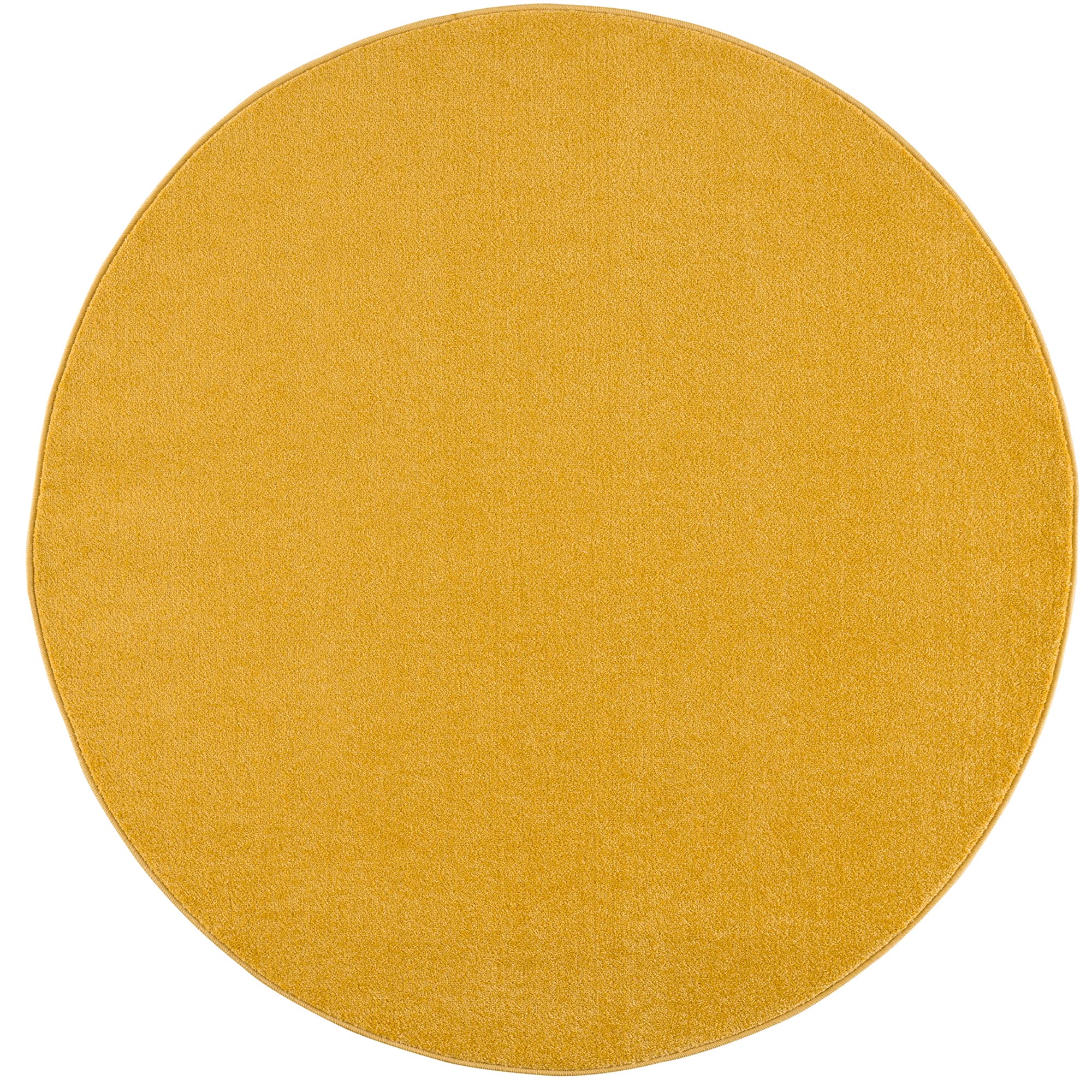 Impression Dywan z krótkim włosiem do salonu, prosty, nowoczesny dywan do sypialni, biura, korytarza, kuchni, pokoju dziecięcego, żółty, 200 cm, okrągły