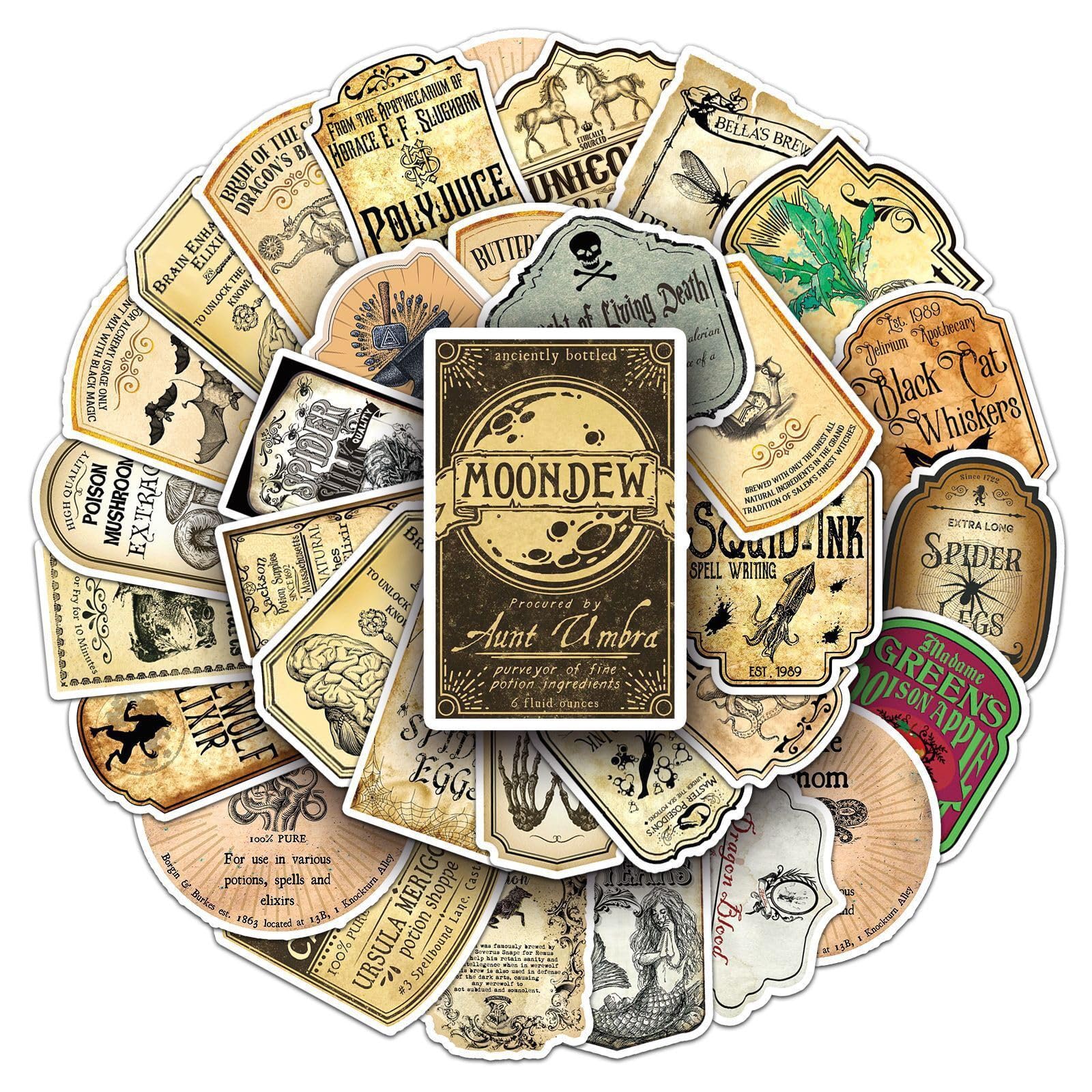 124-teiliges Halloween Etiketten Set - Zaubertrank Aufkleber Für Party