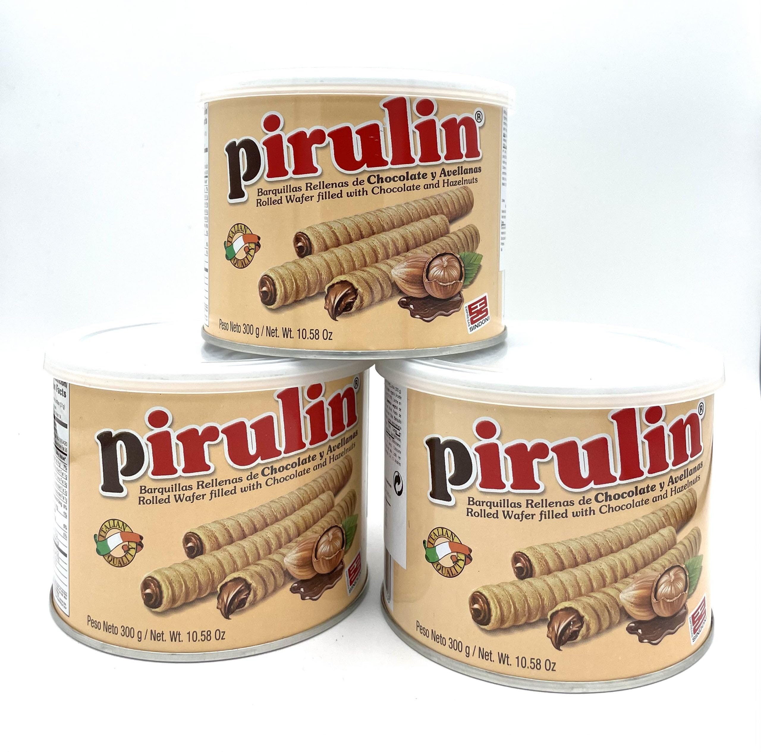 PIRULIN Barquillas Rellenas de Chocolate y Avellanas 300 gr / 3 PACK