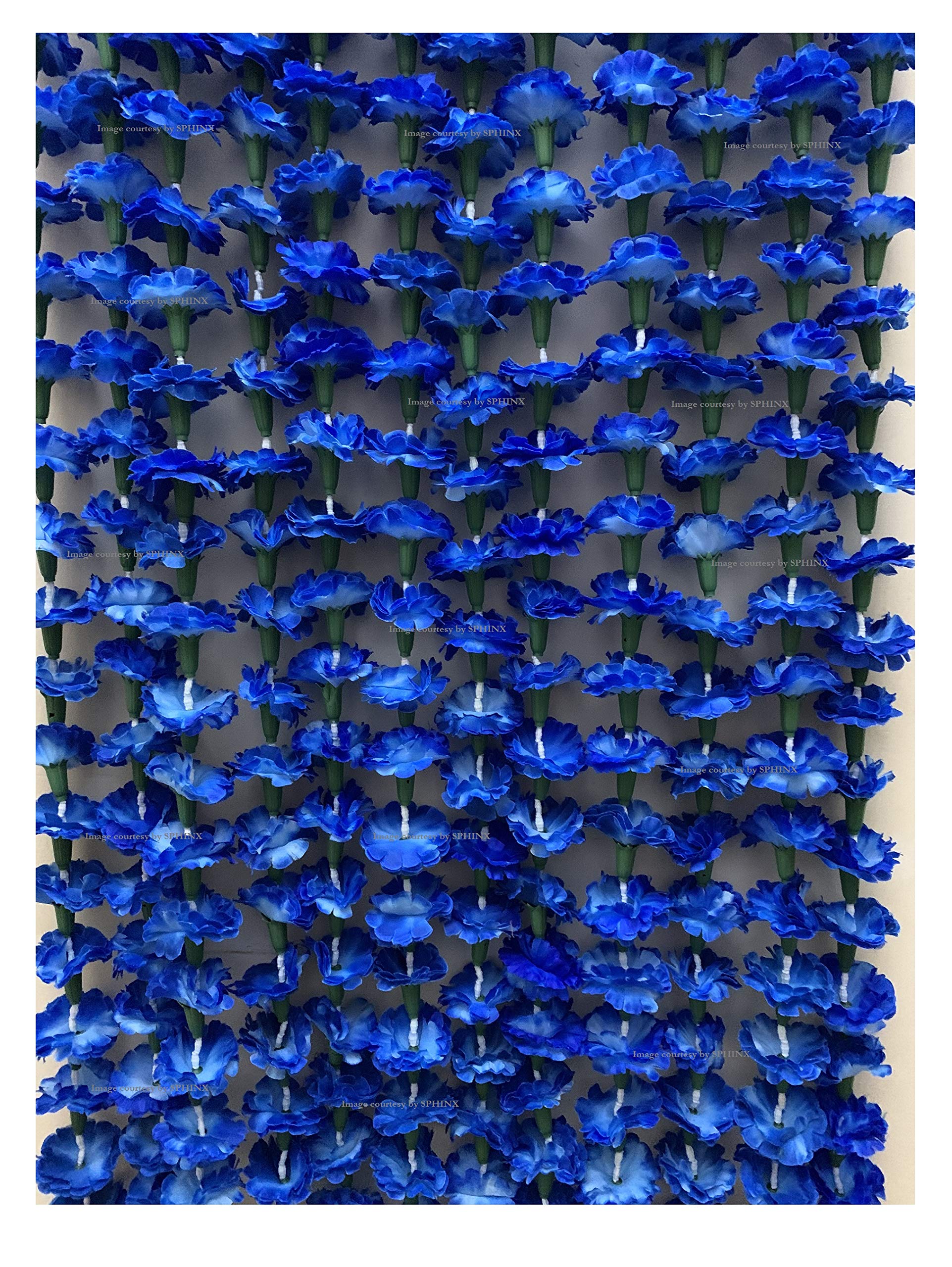 SPHINX Re-usable Traditional Artificial marigold flowers fabric garlands for Festive Pooja Wedding Housewarming Diwali Decorations (Approx 5.5 ft) - (Blue (36FG), 6)