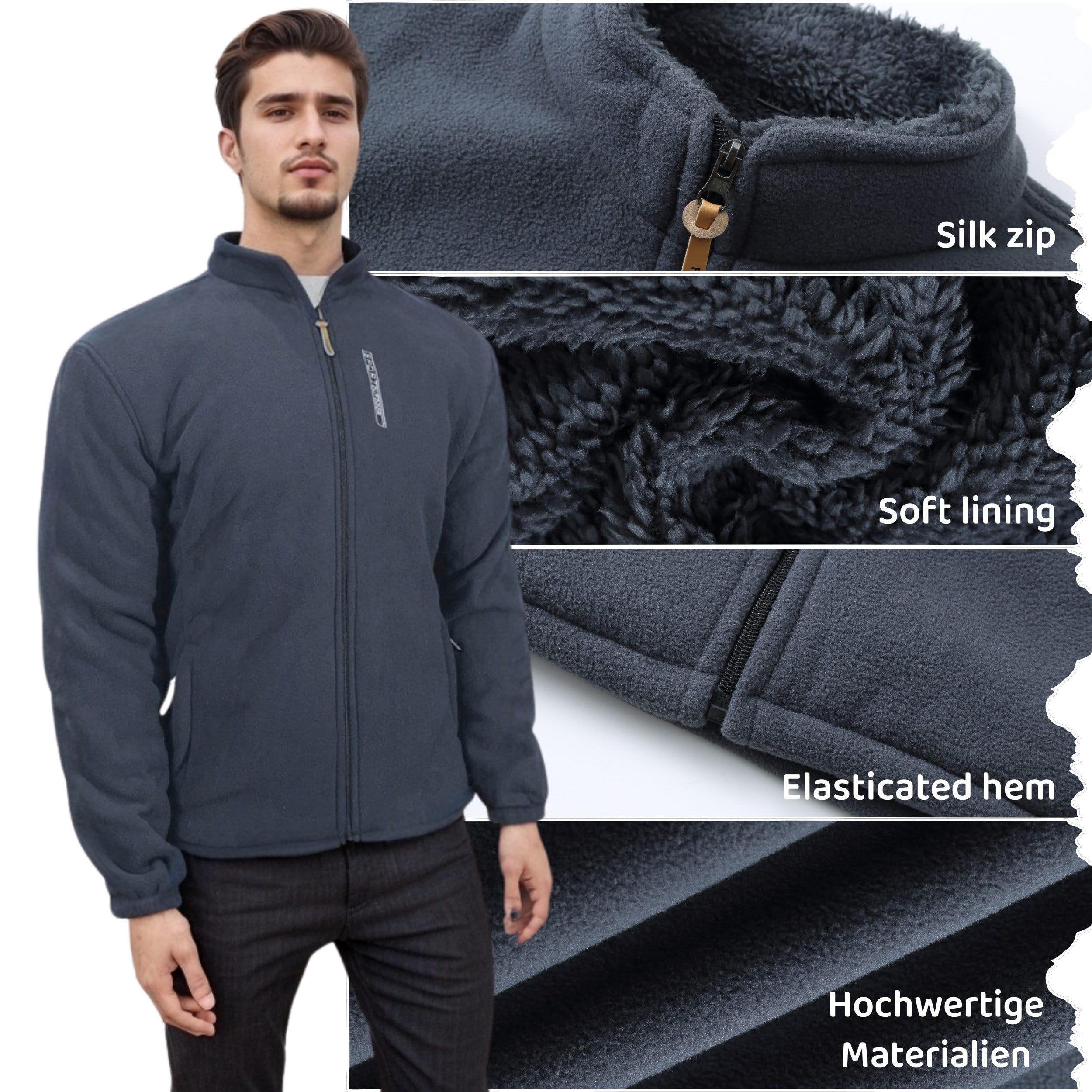 Hombres Chaqueta de Vellón Chaqueta Deportiva de Forro Polar con Cremallera Completa Manga Larga Otoño Invierno Grueso y cálido Chaqueta Ligero Caliente Deportes Chaqueta