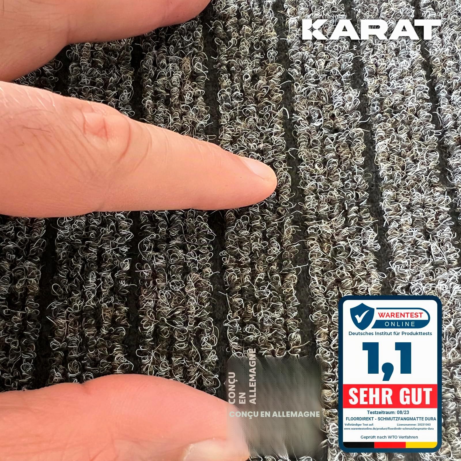 KARAT Tapis anti-salissure Dura, 150 x 180 cm, Beige, paillasson avec dos antidérapant, tapis de porte pour l'entrée, paillasson