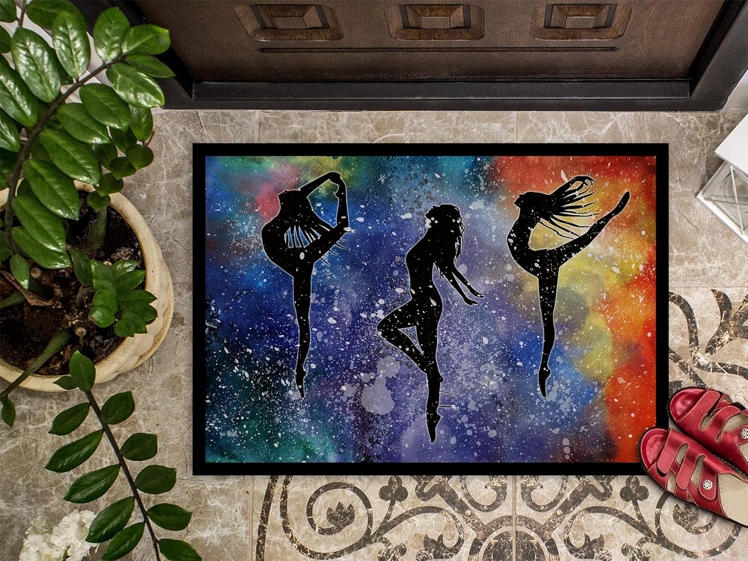 Caroline's Treasures BB5372JMAT Dancers Doormat 24x36 Front Door Mat Indoor Outdoor Rugs for Entryway, Non Slip Washable Low Pile, 24H X 36W