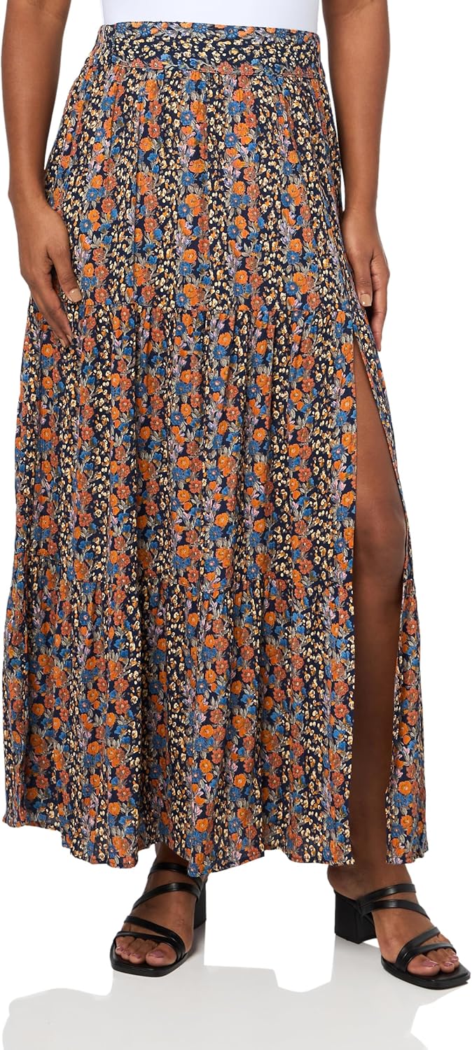 Angie Womens Angie Women's Printed Maxi Skirt with Side Slit