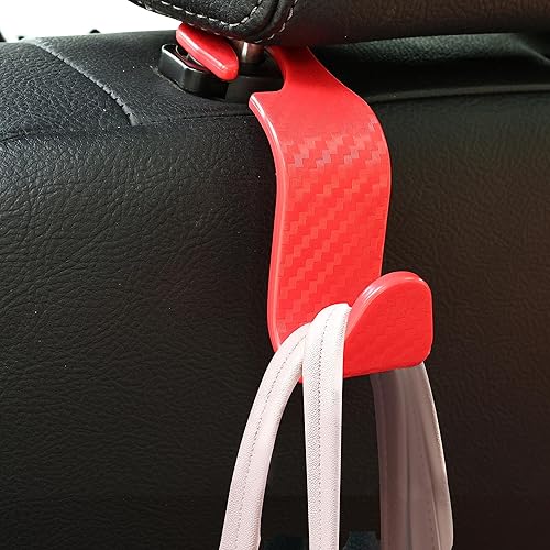Miniatura 21 de Amooca Paquete de 4 ganchos para reposacabezas de asiento de automóvil, organizador universal de almacenamiento de automóvil, para bolso, bolso, Gris