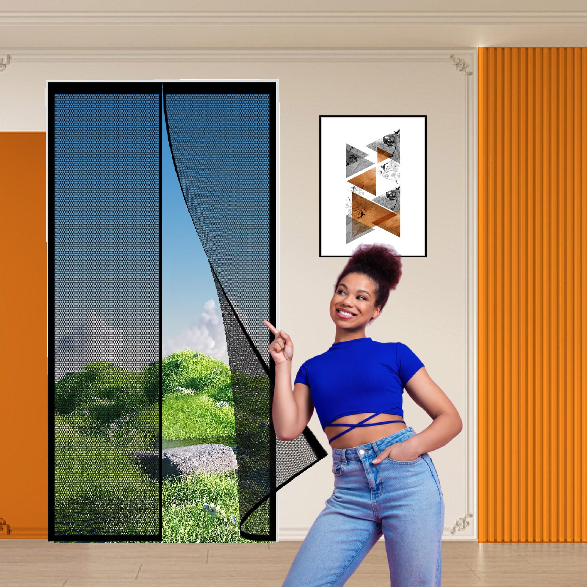 Moustiquaire aimantée pour double porte rideau 101x251 cm noir