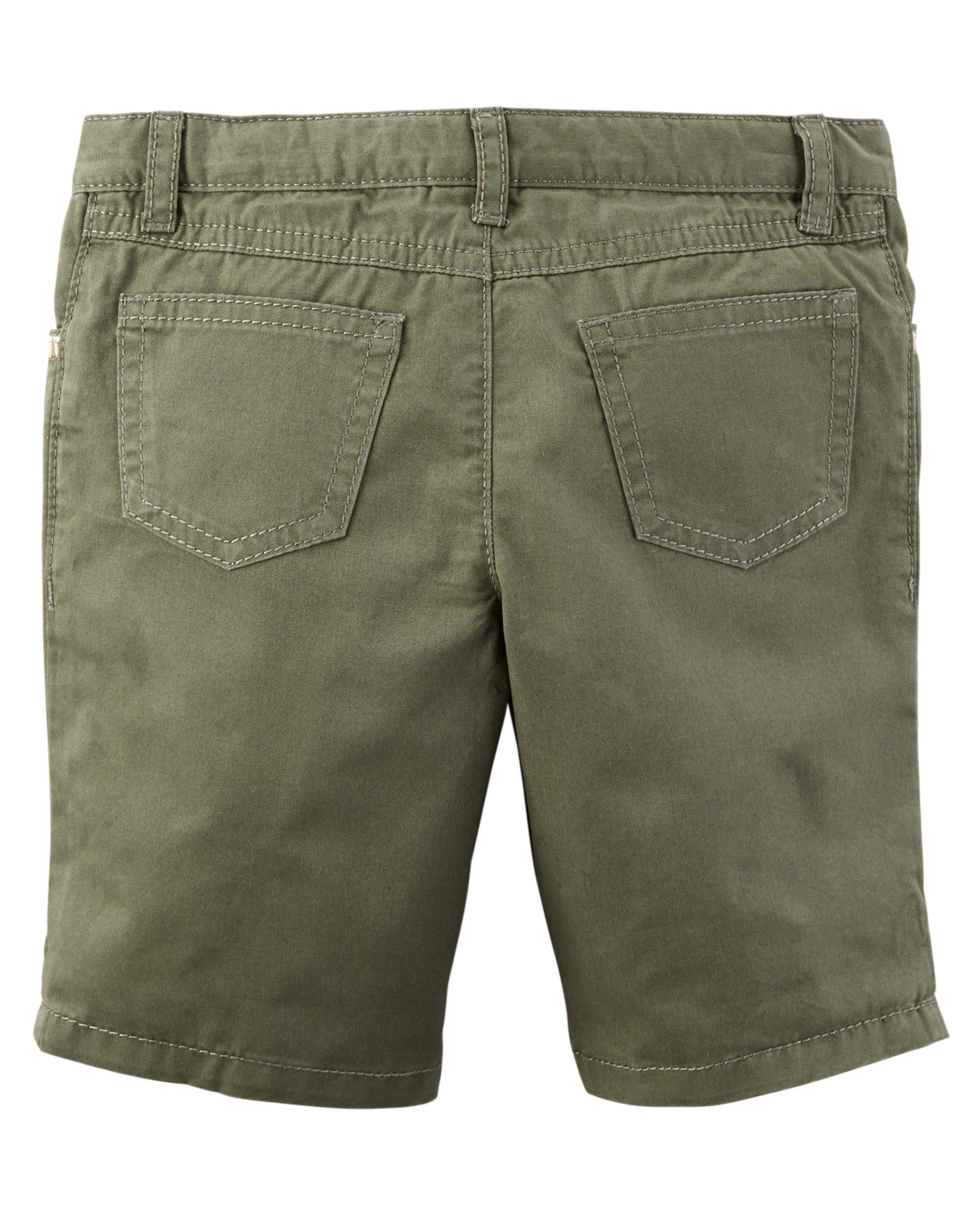 Carter's - Pantaloncini in twill ricamati, da ragazza, colore: Verde oliva - Verde - 2 Anni