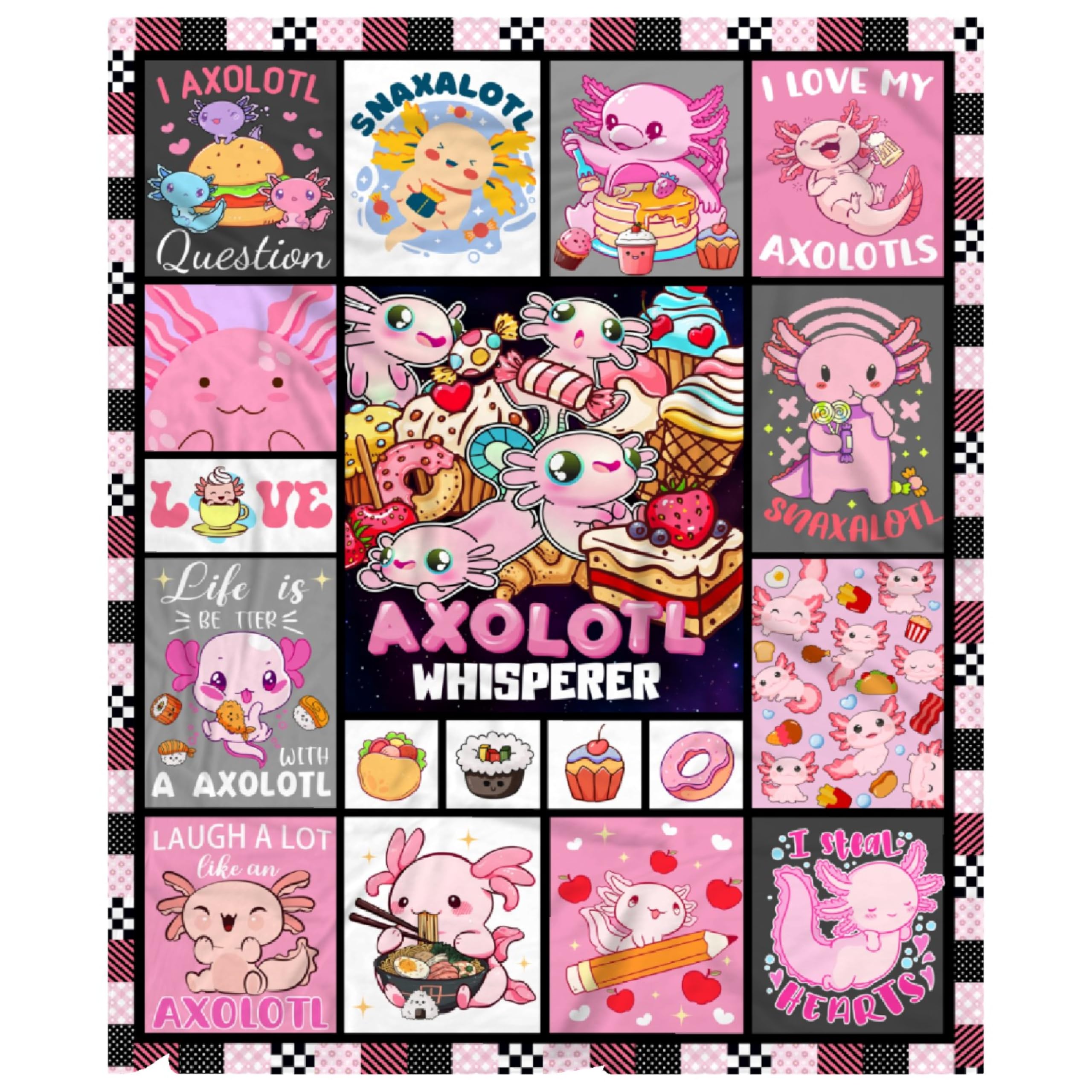 Axolotl Whisperer Food Blanket Gifts for Girls Boys Women - Super Soft Cozy Warm Throw Sheet for Couch Bed Sofa Office Decor All Season 90"x120" for Whole Family
