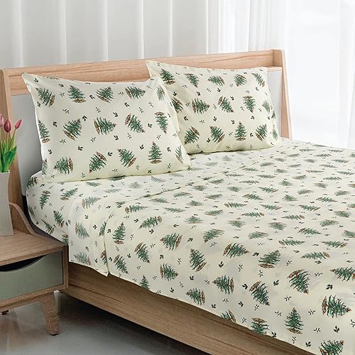 Avanti Linens Spode - Sábanas Queen, acogedor juego de 4 piezas con fundas de almohada a juego, decoración de habitación de vacaciones (árbol de