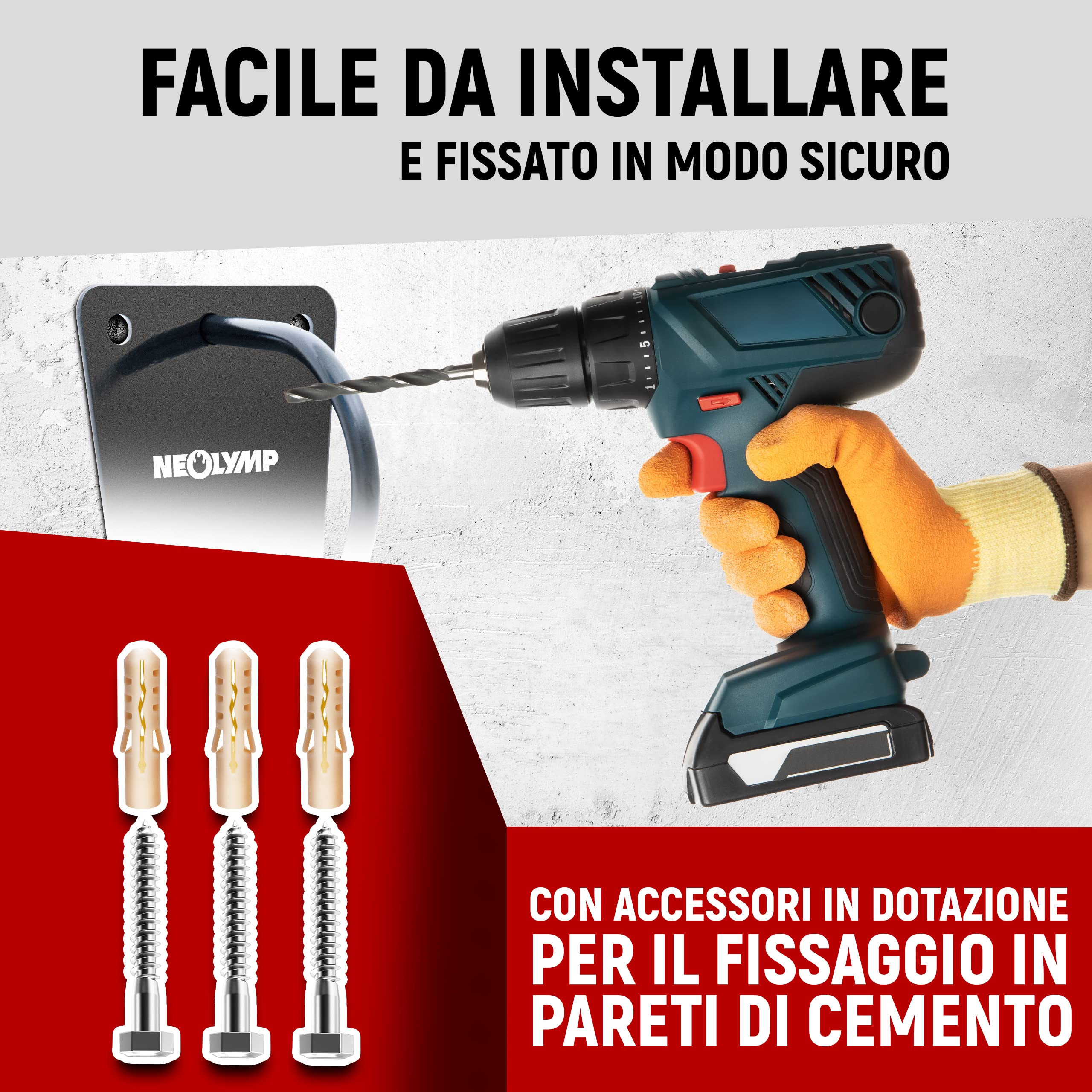 NEOLYMP Gancio Fitness in Acciaio Inox caricabile Fino a 200 kg – Gancio Sacco da Boxe Gancio soffitto TRX Suspension Training Staffa Sacco Boxe Piastra Fissaggio Staffa per Sacco da Box Ancoraggio