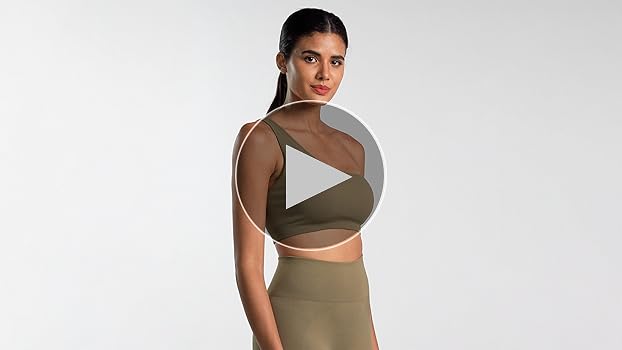 ODODOS Seamless One Shoulder Sports Bra for Women Ribbed