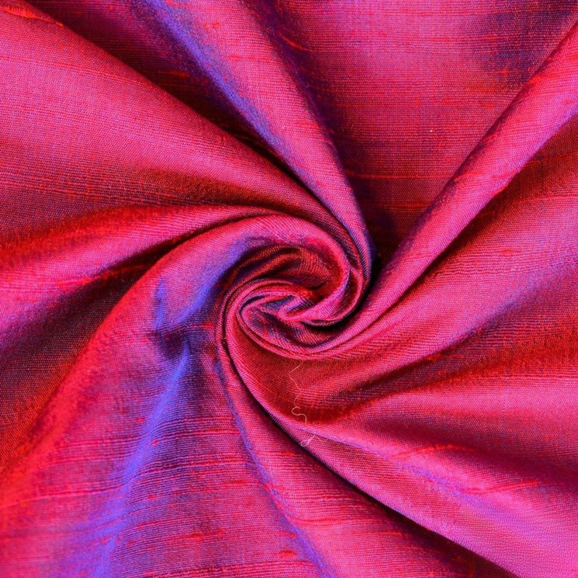 Fabric Mart Direct Red, Ink Blue Silk Dupioni Fabric By The Metre, 6 Continuous Metres 104 cm Width Slubbed Dupioni Silk Solid Color Blue Wholesale Combination Upholstery Fabric for Curtains โ image 1