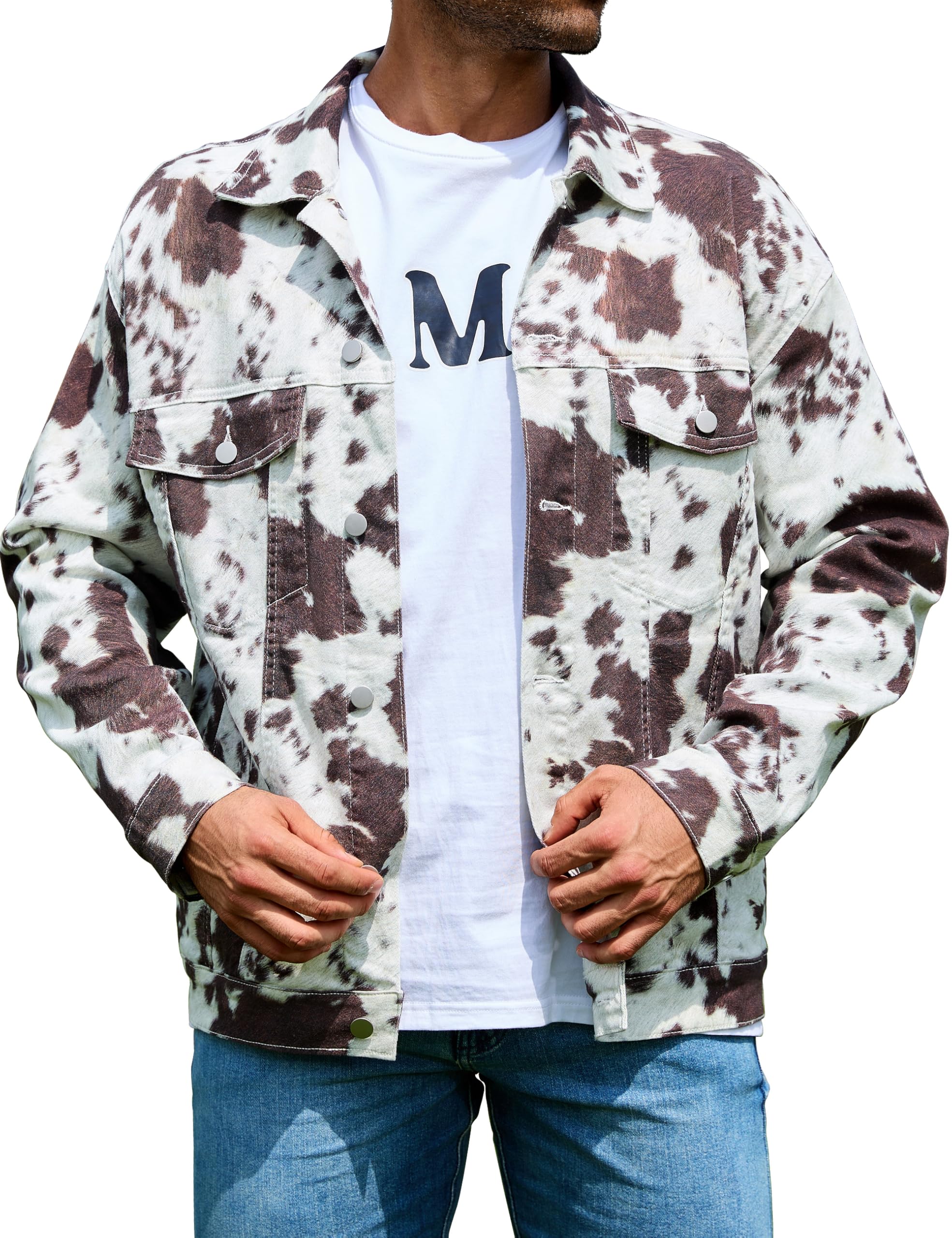 Cow Print Jacket Men Western Outfit Halloween Costumes