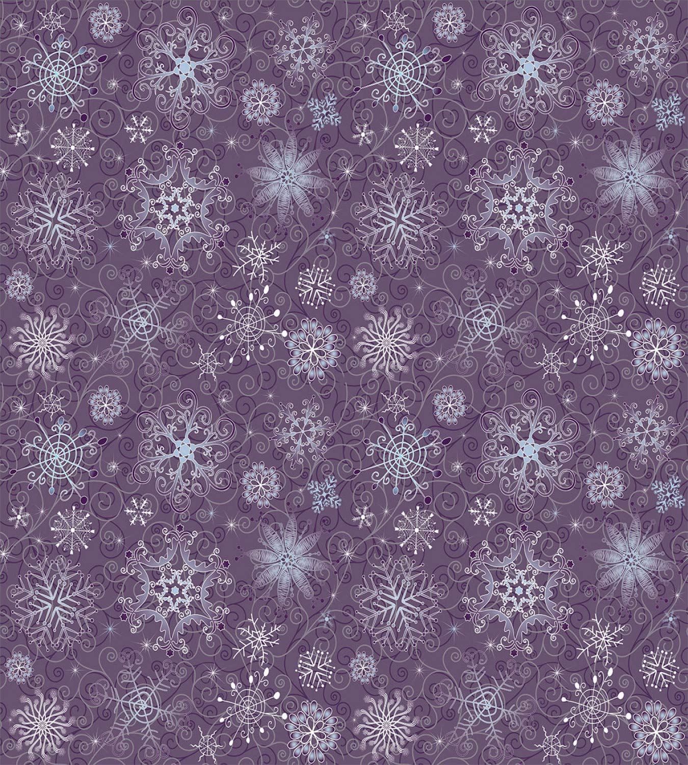 Ambesonne Eggplant Duvet Cover Set, Christmas Inspired Flowers Snowflakes and Swirls in a Violet Delicate Environment, Decorative 2 Piece Bedding Set with 1 Pillow Sham, Twin Size, Violet
