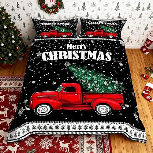 Vista 185 de Juego de funda de edredón rosa de Navidad para niñas, tamaño matrimonial, lindo juego de ropa de cama de dibujos animados de pingüino de Papá Noel