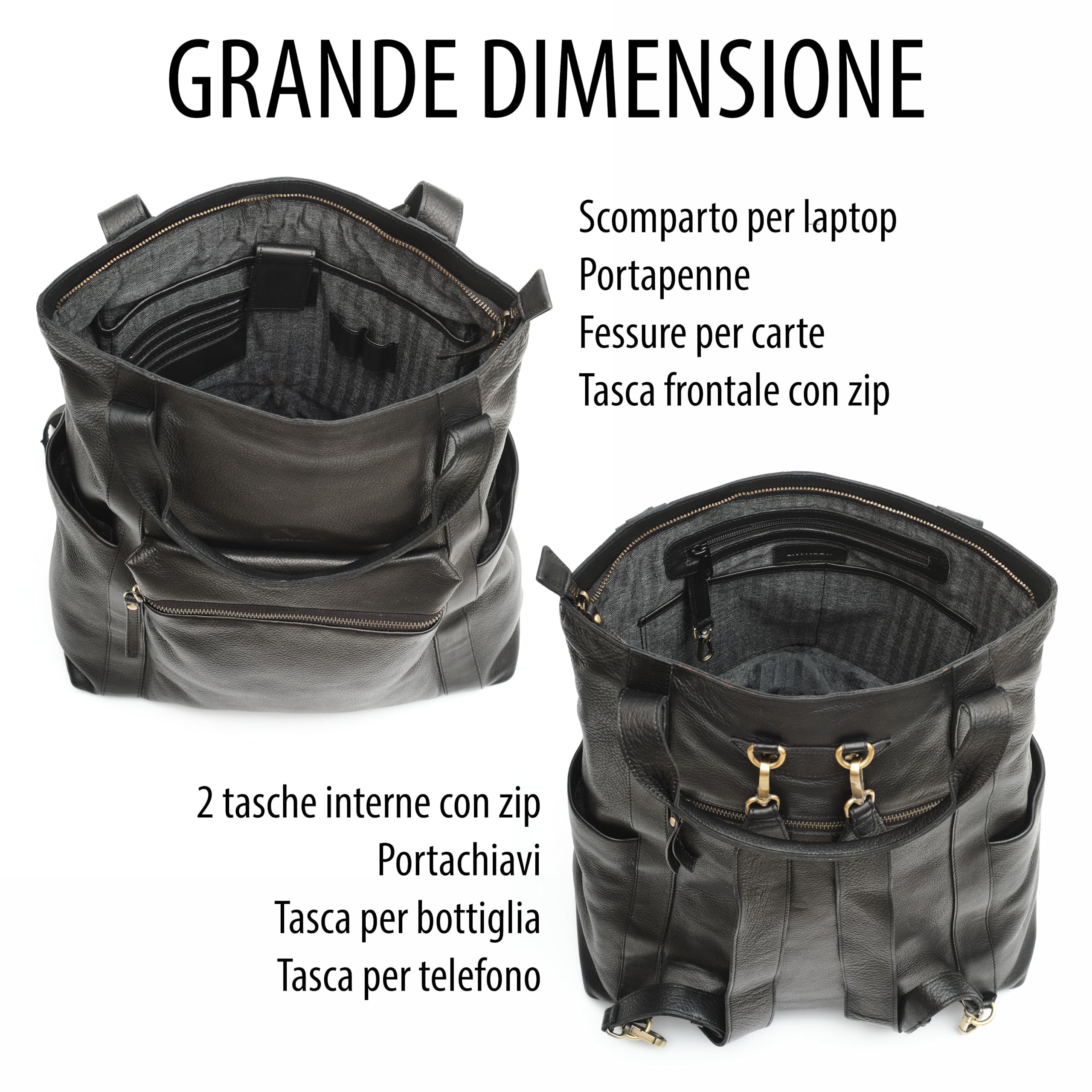 Borsa Zaino Donna firmato in Pelle Antifurto per Laptop da Lavoro
