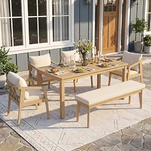 RoyalCraft 6-Piece Acacia Outdoor Patio Table and Chairs Set for 6