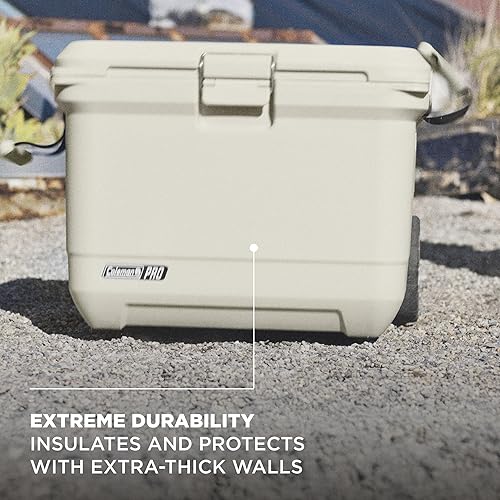 Miniatura 2 de Coleman Pro - Enfriador duro ultraligero de alta calidad con ruedas de 55 cuartos de galón, aislamiento extragrueso que mantiene el hielo hasta 5