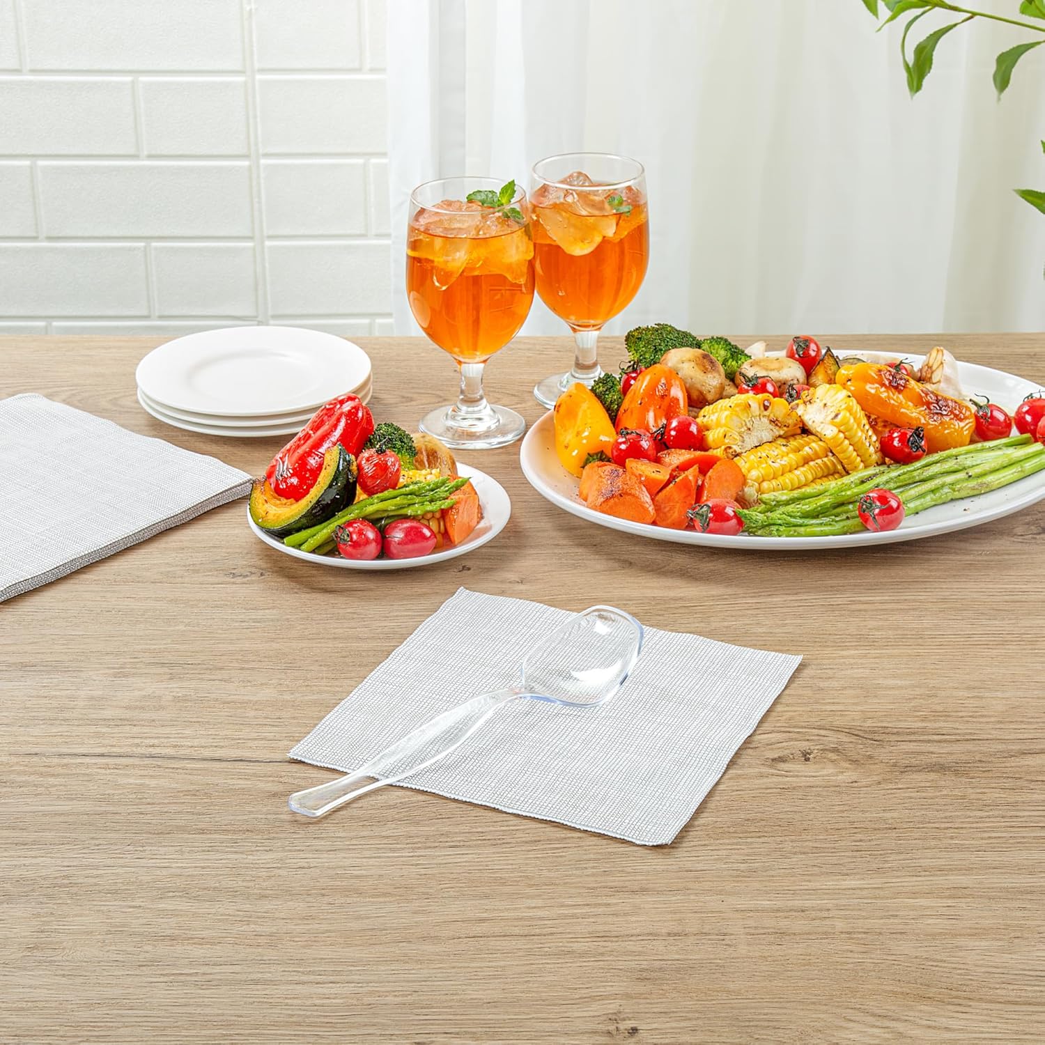 Restaurantware-Cater Tek 8 Inch Serving Spoons, 100 Disposable Spoons For Catering - Ergonomic Handle, Heavy-Duty, Clear Plastic Food Spoon, Elegant, For Weddings, Buffets, Or Catering Events