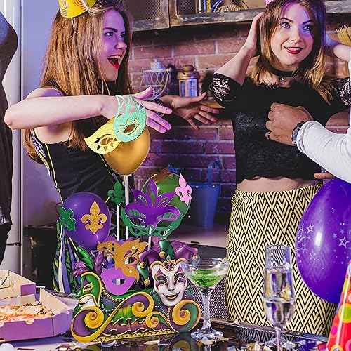 Miniatura 6 de Centro de mesa de Mardi Gras dorado verde púrpura flotador carnaval martes gordos decoración de fiesta de martes de carnaval decoración de mesa de